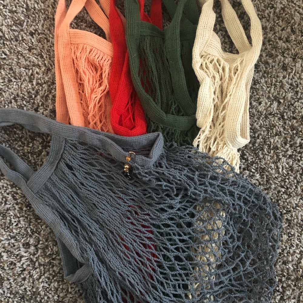5 piece set 100% cotton reusable bag set NEW. Set number 2